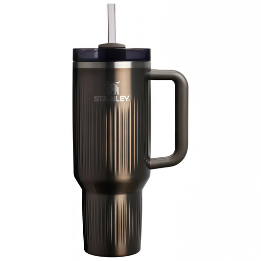 STANLEY Quencher H2.0 Tumbler with Handle and Straw 40 oz | Flowstate 3-Position Lid | Cup Holder Compatible for Travel | Insulated Stainless Steel Cup | BPA-Free | Fluted Gunmetal Shine